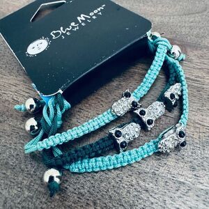 Crystal Owl Blue Moon Jewelry Charm Bracelets Set
